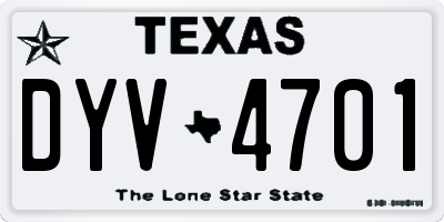 TX license plate DYV4701