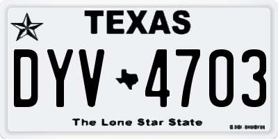 TX license plate DYV4703