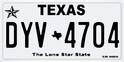 TX license plate DYV4704