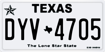 TX license plate DYV4705