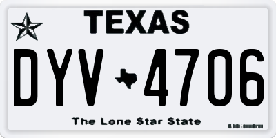 TX license plate DYV4706