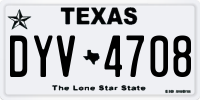 TX license plate DYV4708