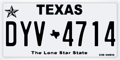 TX license plate DYV4714