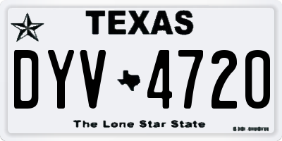 TX license plate DYV4720