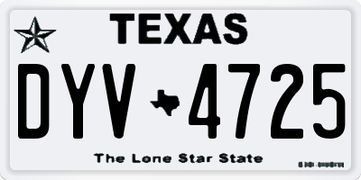 TX license plate DYV4725