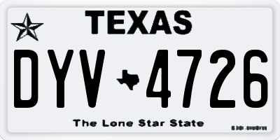 TX license plate DYV4726