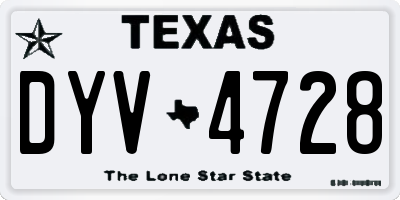 TX license plate DYV4728