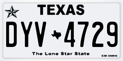 TX license plate DYV4729