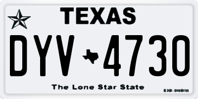 TX license plate DYV4730
