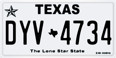 TX license plate DYV4734