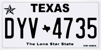 TX license plate DYV4735
