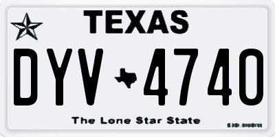 TX license plate DYV4740