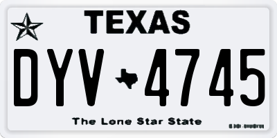 TX license plate DYV4745
