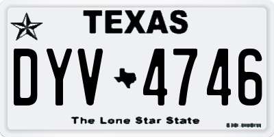 TX license plate DYV4746