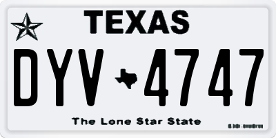 TX license plate DYV4747