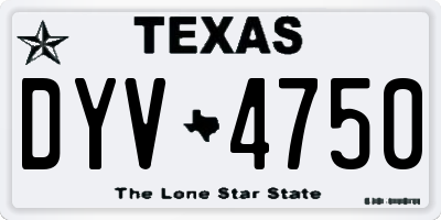TX license plate DYV4750
