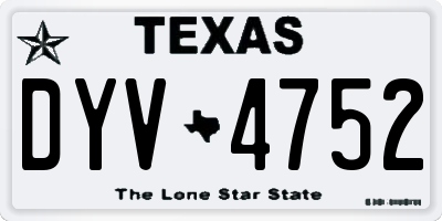 TX license plate DYV4752