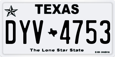 TX license plate DYV4753