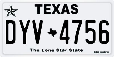 TX license plate DYV4756