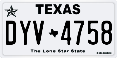 TX license plate DYV4758