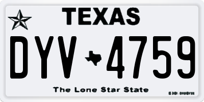 TX license plate DYV4759