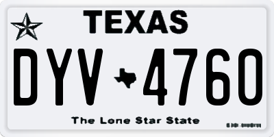 TX license plate DYV4760