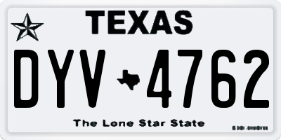 TX license plate DYV4762