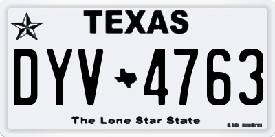 TX license plate DYV4763