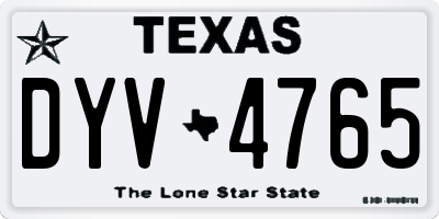 TX license plate DYV4765
