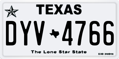 TX license plate DYV4766