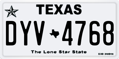 TX license plate DYV4768