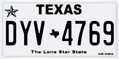 TX license plate DYV4769