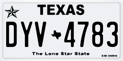 TX license plate DYV4783