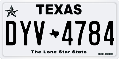 TX license plate DYV4784