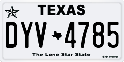 TX license plate DYV4785