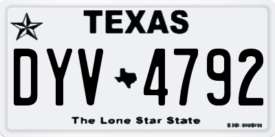 TX license plate DYV4792