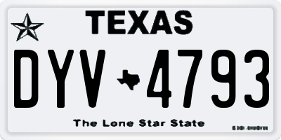TX license plate DYV4793
