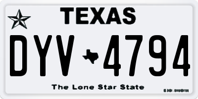 TX license plate DYV4794