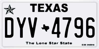 TX license plate DYV4796