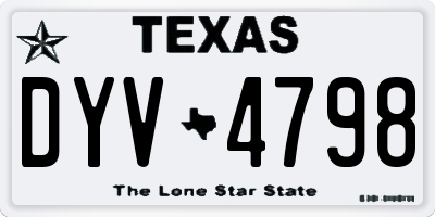 TX license plate DYV4798