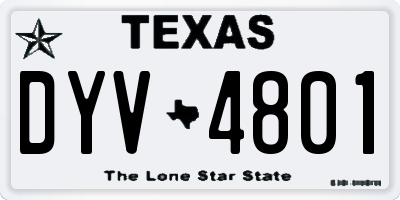 TX license plate DYV4801