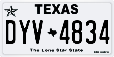 TX license plate DYV4834