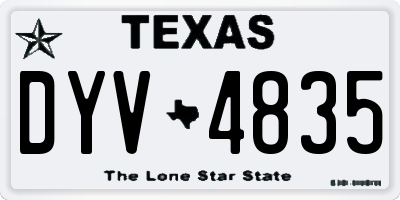 TX license plate DYV4835