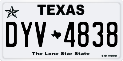 TX license plate DYV4838