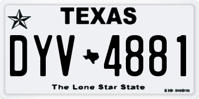 TX license plate DYV4881