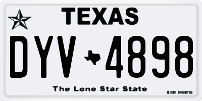 TX license plate DYV4898