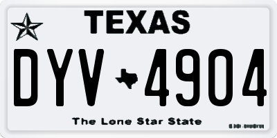 TX license plate DYV4904