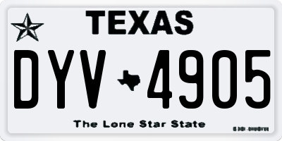 TX license plate DYV4905