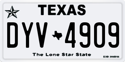 TX license plate DYV4909