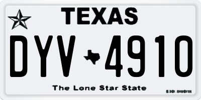 TX license plate DYV4910